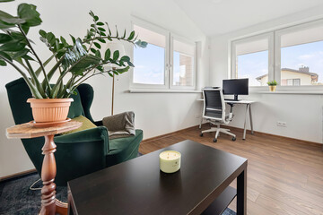 Modern luxury apartment interior in minimal scandinavian style, 3d rendering