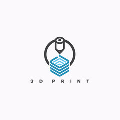 Vector Logo for 3d printing. Printing in three dimensional