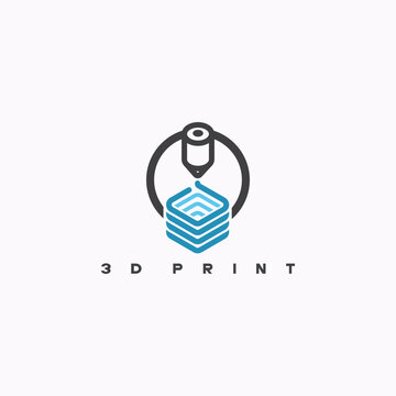 Vector Logo for 3d printing. Printing in three dimensional