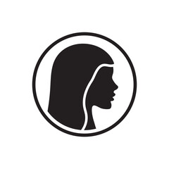 Hand drawn silhouette of young woman vector design. Logo