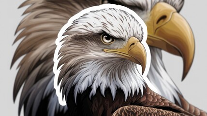 Obraz premium American bald eagle, American bald eagle, portrait of a bald eagle, A close-up image of an eagle, symbolizing power, unity, strength, honesty, and truth, designed for stickers, would capture