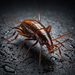 Repulsive cockroach insect close-up, showcasing its invasive, creepy nature. Highlighting pest infestation, unsanitary conditions, hygiene concerns, and the need for pest control and extermination