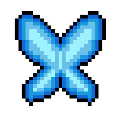 Obraz premium Blue Butterfly pixel art. 8 bit pixel butterfly. Pixel art icon