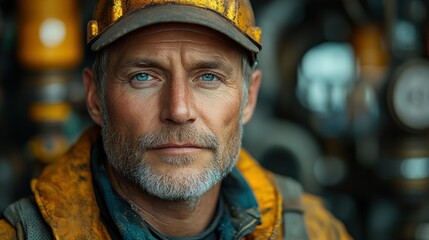 Portrait of a Rugged Worker: A Close-Up on Determination and Resilience