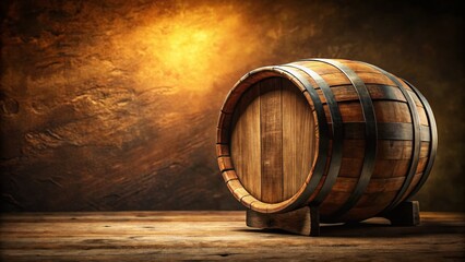 Rustic Wooden Wine Barrel, Aged Oak, Winery, Winemaking, Vineyard,  Copy Space Right