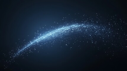 Abstract shooting star with trail sparks on a clean night-sky background