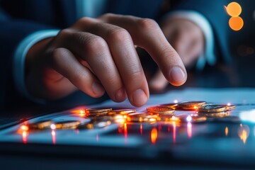 Optimize your financial future with expert money management This close-up showcases a financial planners hands analyzing savings reports, meticulously reviewing budget efficiency and expertly guiding