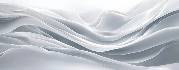 Obraz premium Soft white flowing wave background with smooth soft curves creating an elegant and serene atmosphere for design and creative projects