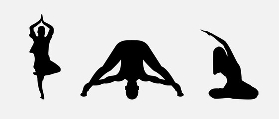 Yoga set silhouette vector art illustration