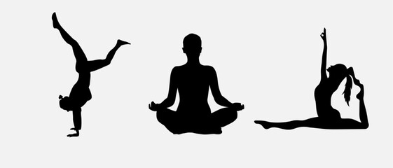 Yoga set silhouette vector art illustration