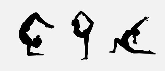 Yoga set silhouette vector art illustration