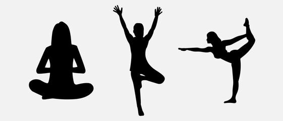 Yoga set silhouette vector art illustration