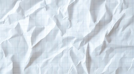 Fototapeta premium Crumpled white paper with grid pattern for background use