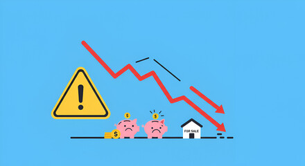 Stock Graph Showing Economic Recession Warning and Decline