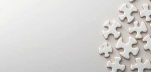 White puzzle pieces arranged on light background, symbolizing business strategy and problem solving. image conveys sense of alignment and collaboration