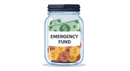 Saving for the Future in Jar Labeled Emergency Fund