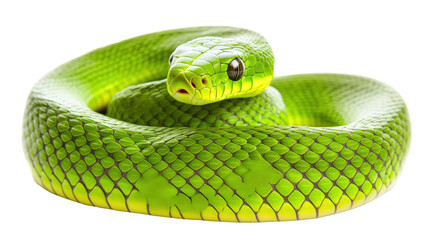 Isolated Green Snake Coiled