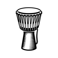 African hand drum or djembe drum in vector icon	