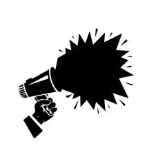 Hand drawn sketch megaphone. Vintage poster with megaphone	