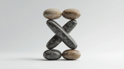 Balanced Arrangement of Smooth Stones in Unique Formation on Minimalist Background