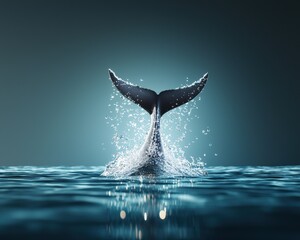 Fototapeta premium Shark tail slicing through water in an elegant motion capture