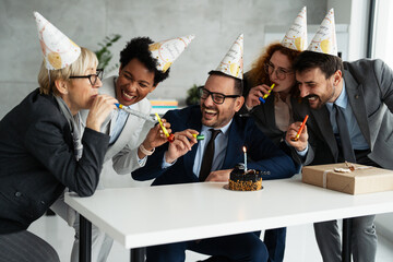 Team collage celebrate partner's birthday