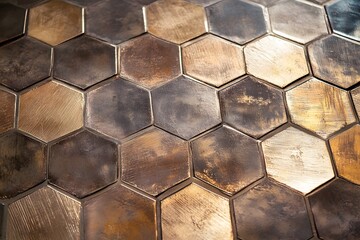 Rustic Bronze Hexagon Tiles Background Texture
