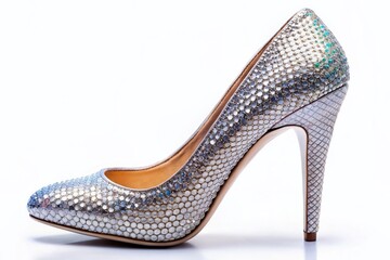 Fototapeta premium Sparkling Diamond Shoe: Luxury Footwear Design, Isolated on White