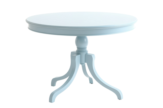 Isolated Elegant Round White Table with Decorative Legs