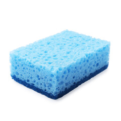 One blue sponge isolated on white. Cleaning tool