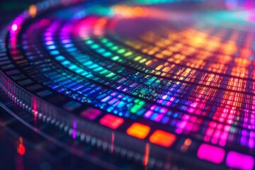 Fototapeta premium Close-up of vibrant LED light array with a colorful spectrum