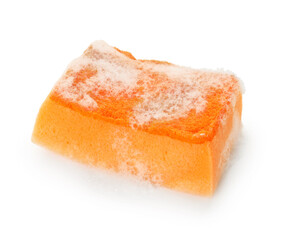 One sponge with foam isolated on white