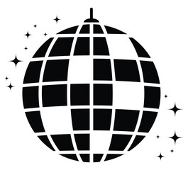 Disco ball with stars icon .Disco ball vector icons set. Disco ball shining stars symbol. Line disco ball graphic design template logo
