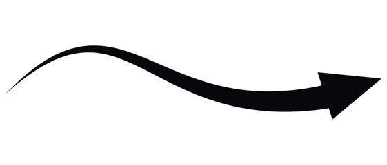 wave and curved wave long arrow icon, horizontal wave long curved arrow icon. vector illustration.