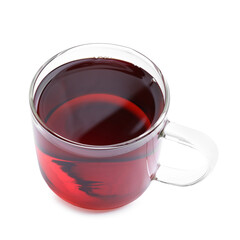 Refreshing black tea in cup isolated on white