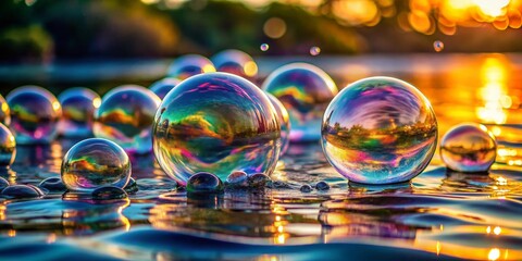 Subtle Bubbles Rising in Clear Water -  Documentary Style Photograph