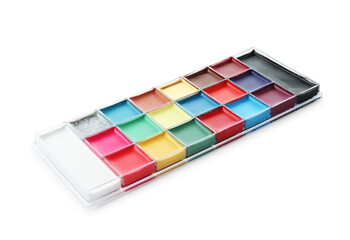 Bright face paint palette isolated on white