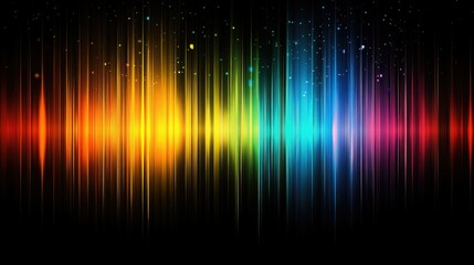 Obraz premium Vertical lines of vibrant light with digital glitch effects on a dark background, creating a futuristic visual.
