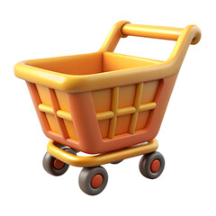 shopping cart 3D icon illustration png transparent background
