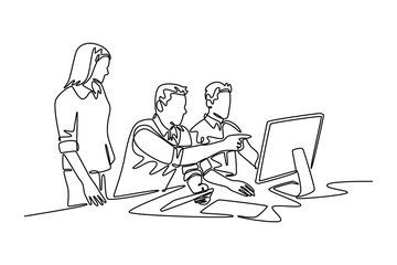 Office activity concept. Single line draw design vector graphic illustration.