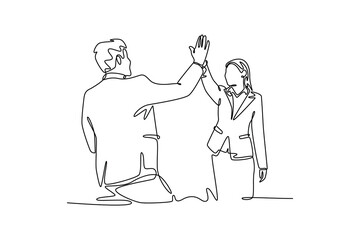 Office activity concept. Single line draw design vector graphic illustration.