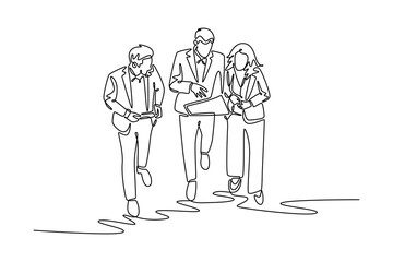 Office activity concept. Single line draw design vector graphic illustration.