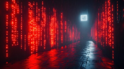 Red digital code corridor.
