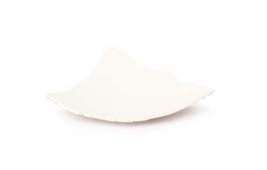 One piece of broken eggshell isolated on white