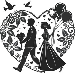 Happy Valentine's day silhouette