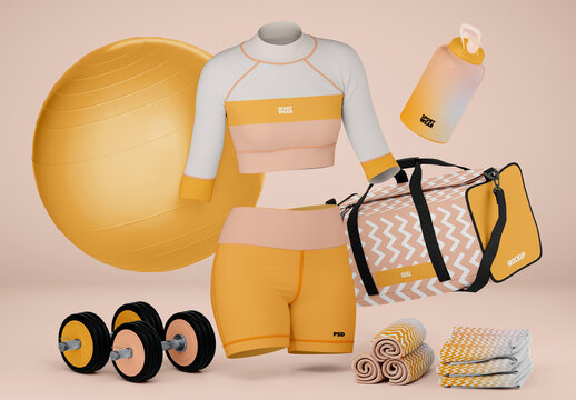 Sportswear and Gym Accessories Mockup