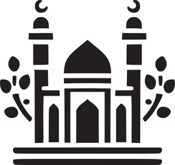 simple and modest mosques, flat icons, minimalism, design