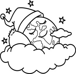 Hand drawn earth day cartoon doodle outline