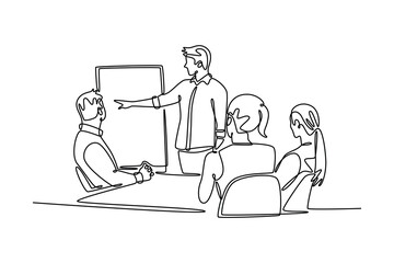 Office activity concept. Single line draw design vector graphic illustration.