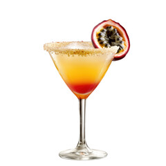 Isolated Exotic Passion Fruit Cocktail with Zest